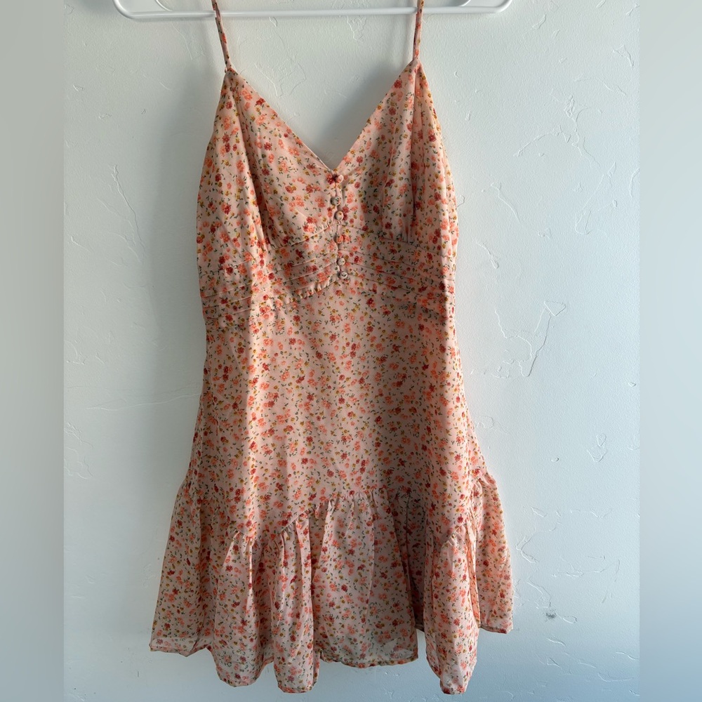 Pink floral mini dress